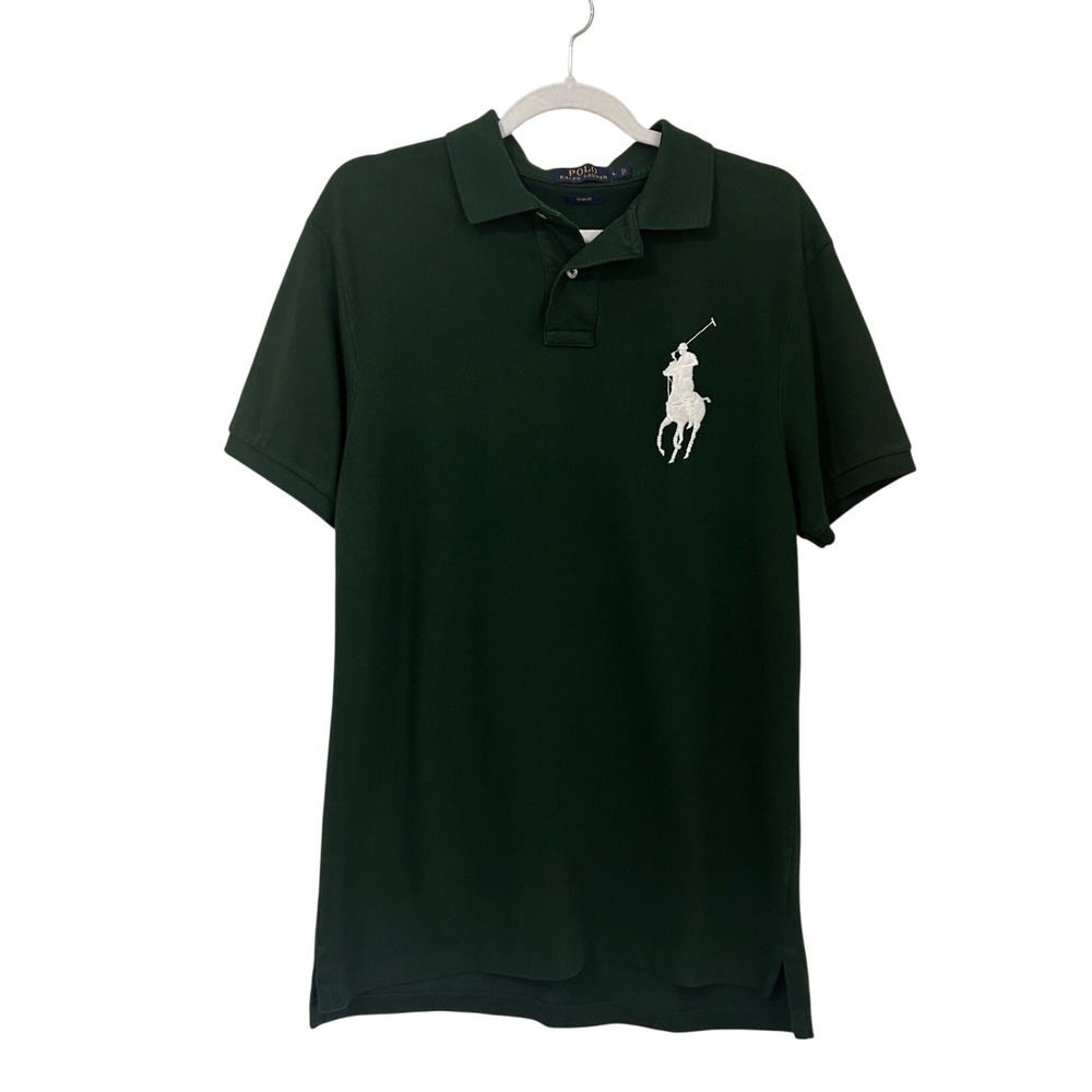 Polo Ralph‎ Lauren Mens Big Pony Slim Fit Mesh Polo Shirt Green Size L Preppy